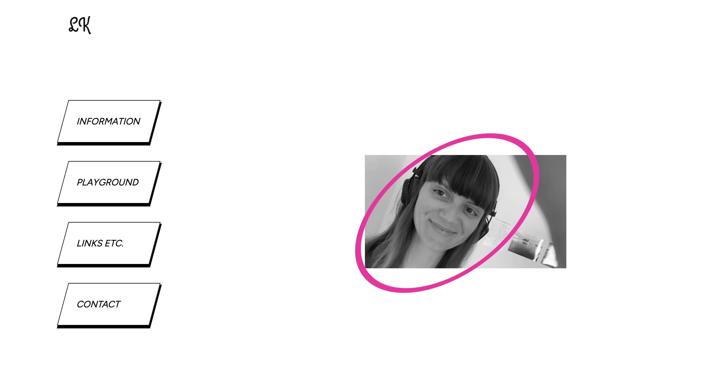 Preview of the personal website. Shows the first page of this website, with navigation on the right side and my profile picture ond the right side of the screen.